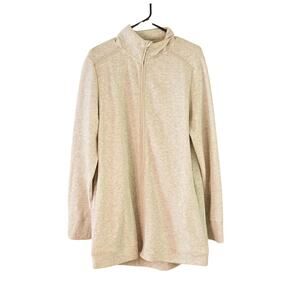 Long Gray/White women's Zipped Knit Jacket size M/L